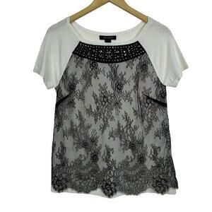 White House Black Market Lace A Line Short Sleeve Pullover Sweater Size XS NWT‎